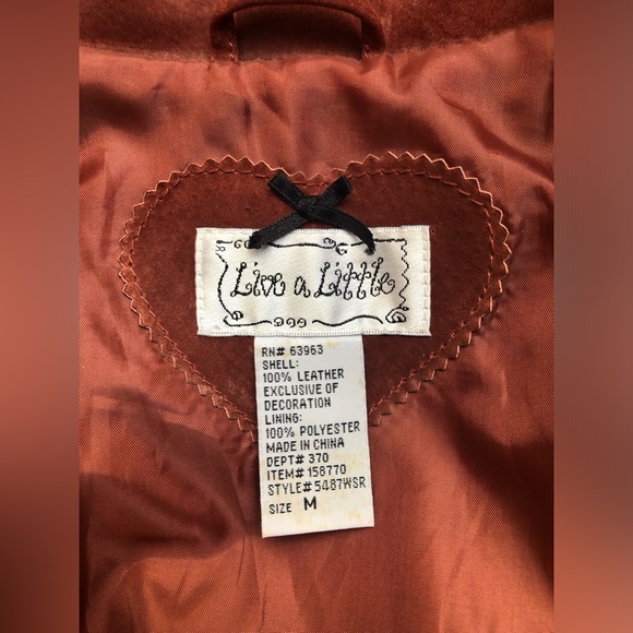 Vintage Suede Leather Jacket by Live A Little Size M Medium Y2K - Picture 7 of 8